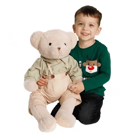 Plyšové hračky Plyšový medveď, smotanová/zelená, 65cm, MADEN BOY TYP2