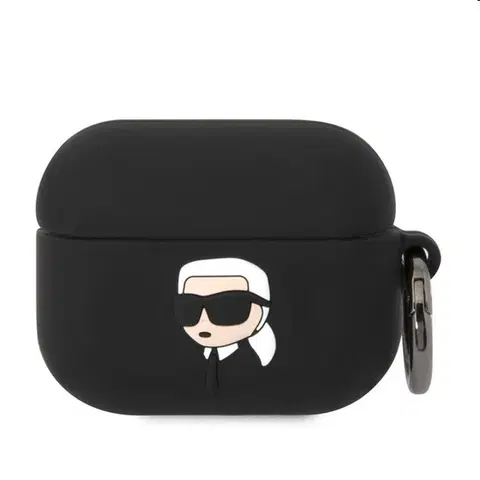 Slúchadlá Karl Lagerfeld 3D Logo NFT Karl Head silikónový obal pre Apple AirPods Pro, čierny