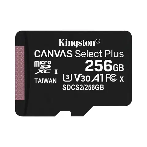 Pamäťové karty Kingston Canvas SeIect Plus Micro SDXC 256 GB, UHS-I A1, Class 10 - rýchlosť 100/85 MB/s