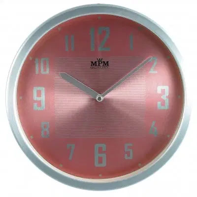 Hodiny Nástenné hodiny MPM, 2825.7023 - strieborná/ružová, 25cm