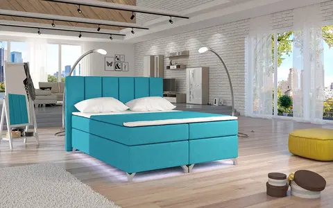 Postele NABBI Barino 160 čalúnená manželská posteľ s úložným priestorom svetlomodrá