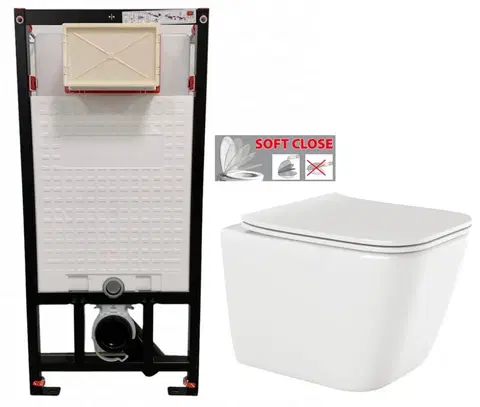 Záchody DEANTE Podstavný rám, pre závesné WC misy bez tlačidla + WC INVENA PAROS  + SEDADLO CST_WC01 X RO1