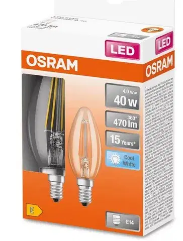 Žiarovky E14 Žiarovka LED OSRAM FIL E14 B35 4W 4000K 2ks
