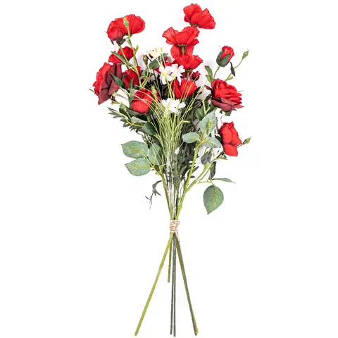 Kvety Umelá kytica ruží a maku, 27 x 72 x 12 cm