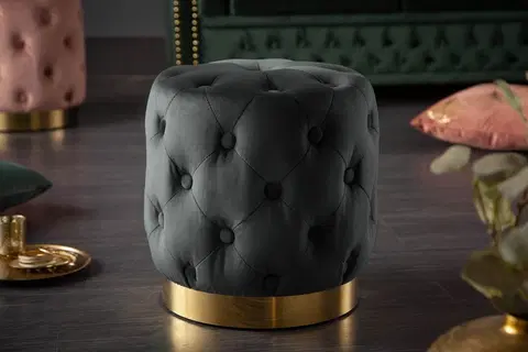 Dizajnové taburety LuxD Dizajnová taburetka Rococo 37 cm čierna