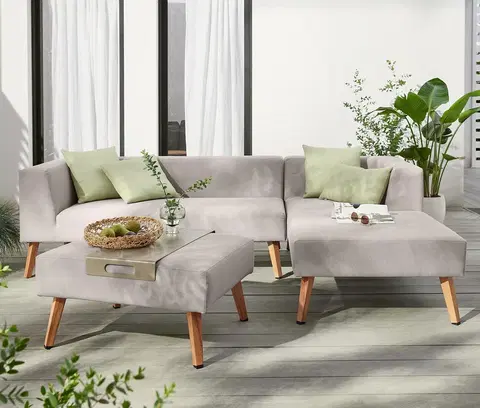 Outdoor Furniture Sets Prémiová sedacia súprava s taburetkou a servírovacím podnosom