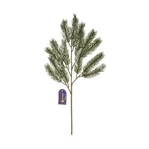 Vianočné dekorácie Zimné zasnežená smreková vetvička, v. 52 cm