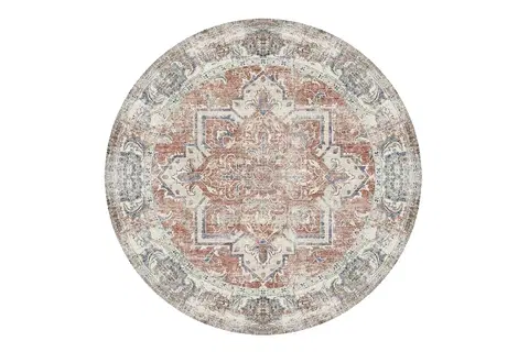 Koberce Norddan Dizajnový okrúhly koberec Maile 200 cm oranžový / modrý