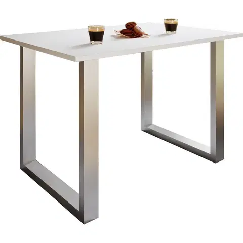 Stoly do jedálne Jedálenský Stôl Xona Biela/strieborná 110x50 Cm