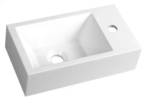 Kúpeľňové batérie SAPHO - AMAROK liaty mramor umývadlo 40x22cm, biele, batéria vpravo AR500