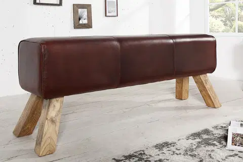 Lavice do jedálne LuxD Dizajnová lavica Horse 120 cm pravá koža