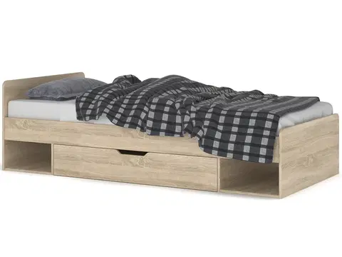 Postele NABBI Tavir 90 jednolôžková posteľ s roštom 90x200 cm dub sonoma