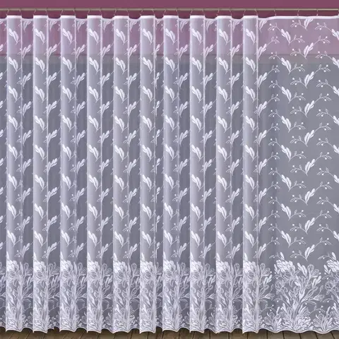Metrážne záclony Žakarová záclona 618/D347/250 biely. Tovar na mieru