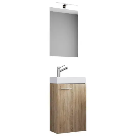 Kúpeľňové zostavy Elegantná Hosťovská Kúpelňa Zrkadlo S Led Osvetlením