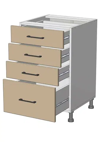 Kuchynské skrinky dolná skrinka so zásuvkami š.50, v.82, Modena LD31S5082, grafit / antracit