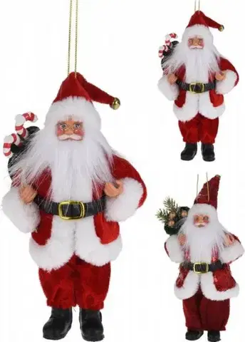 Vianočné dekorácie Kinekus Ozdoba závesná Santa 20 cm červený mix