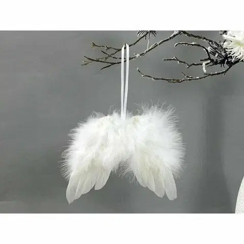 Vianočné dekorácie Anjelské krídla z peria, farba biela, balené 12ks v polybag. Cena za 1 ks.