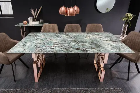 Jedálenské stoly Jedálenský stôl OMFALÉ Dekorhome Tyrkysová