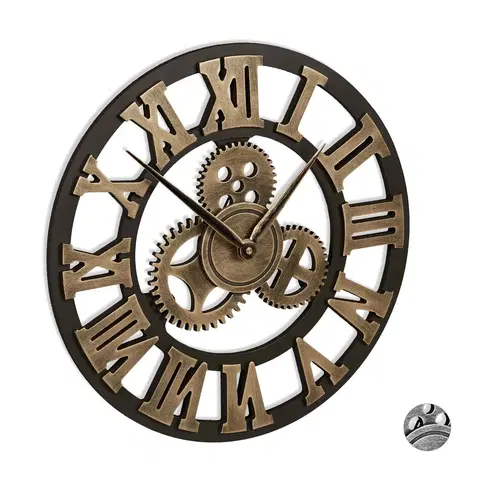 Hodiny Nástenné hodiny s ozubenými kolieskami RD7636, 40 cm, zlatá