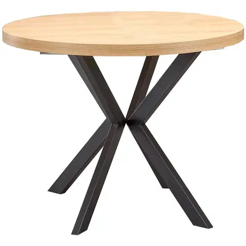 Jedálenské stoly HALMAR Peroni okrúhly rozkladací jedálenský stôl dub zlatý / čierna