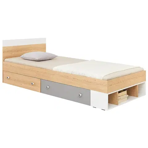 Jednolôžkové postele Posteľ Pixel  120 PX15 sušienkový dub / biely lux / sivý