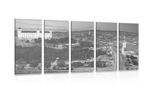 Čiernobiele obrazy 5-dielny obraz večer v Bratislave v čiernobielom prevedení