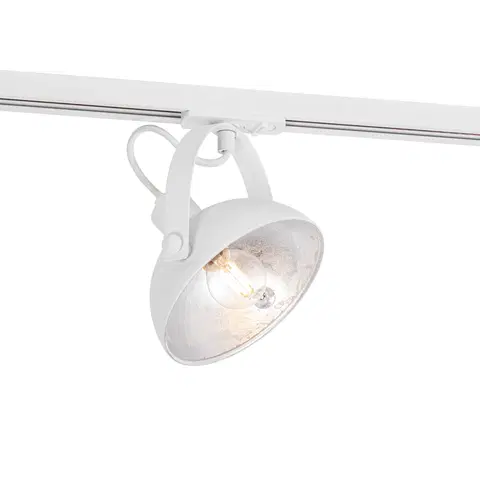 Kolajnicove svietidla Priemyselný koľajnicový reflektor biely so strieborným vnútrom - Magnax