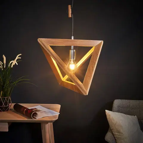 Závesné svietidlá Spot-Light Drevená závesná lampa Trigonon