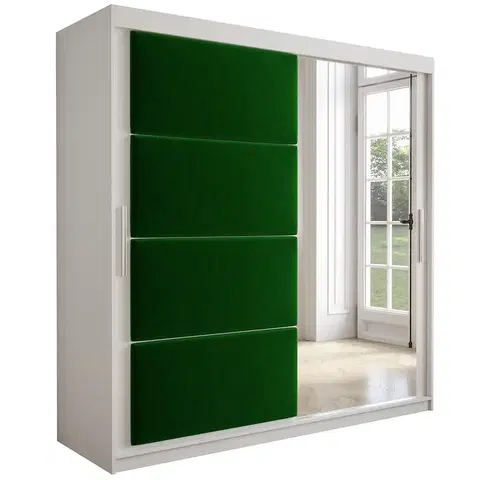 Šatníkové skrine Skriňa Tapi 200 Biely/zelená