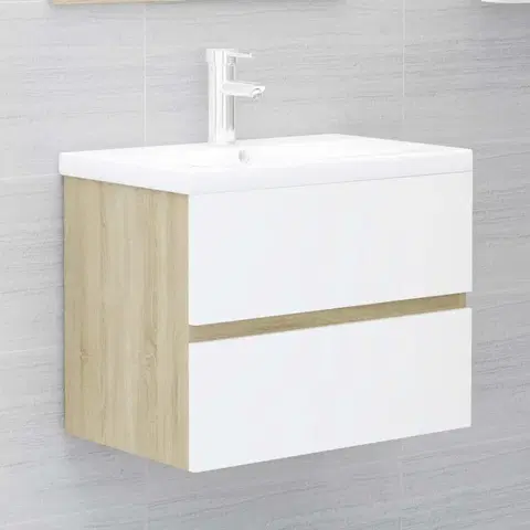 Kúpeľňové skrinky Skrinka pod umývadlo 60 cm Dekorhome Dub sonoma / biela