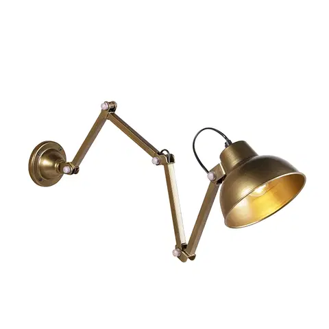 Nastenne lampy Priemyselné nástenné svietidlo mosadzné nastaviteľné - Avon