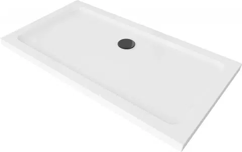 Vane MEXEN/S - Flat sprchová vanička obdĺžniková slim 130 x 70, biela + čierny sifón 40107013B