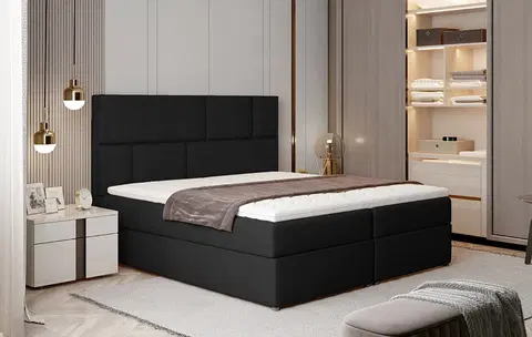 Postele NABBI Ferine 165 čalúnená manželská posteľ s úložným priestorom čierna (Sawana 14)