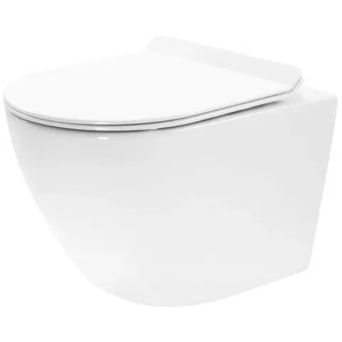 Záchody REA - Závesná WC misa Carter so sedátkom SLIM, rimless, biela REA-C1400