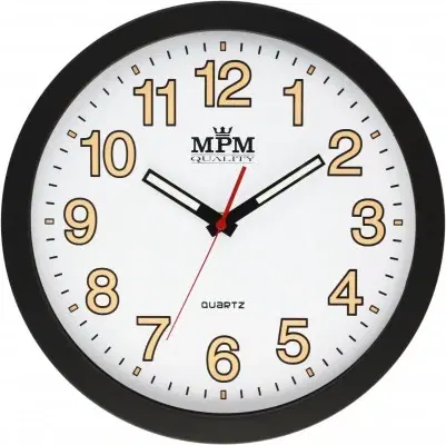 Hodiny Nástenné hodiny MPM, 3104.0090 - biela/čierna, 30cm