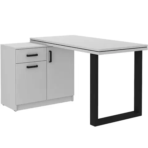 Moderné kancelárske stoly Písací stôl S nízkou komodou Malta Svetlo šedá (doska 56mm) Typ 140
