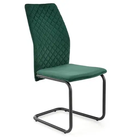 Čalúnené stoličky Stolička K444 tkanina/kov tmavá zelená 44x54x97