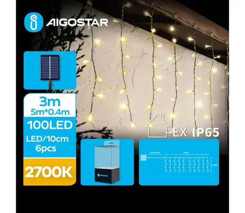Vianočné dekorácie  B.V.  - LED Solárna vianočná reťaz 100xLED/8 funkcií 8x0,4m IP65 teplá biela 