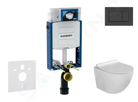 Kúpeľňa GEBERIT - Kombifix Set predstenovej inštalácie, klozetu Gaia a dosky softclose, tlačidlo Sigma30, matná čierna/čierna SANI15CA5103