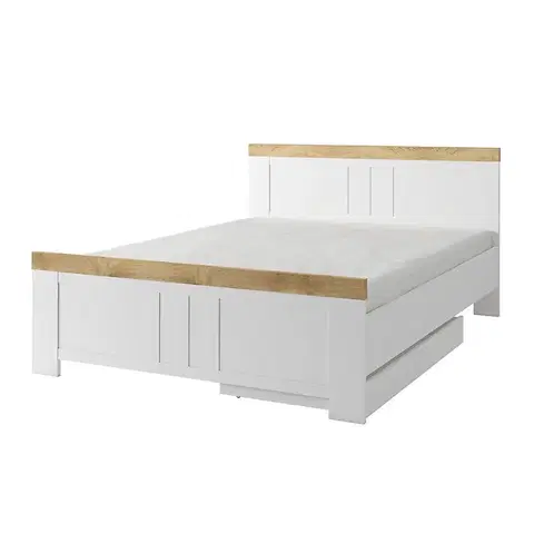 Dvojlôžkové postele Postel Nicea 31 biely/dub wotan