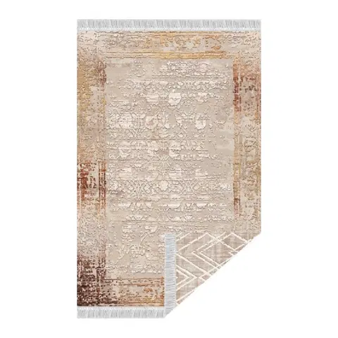 Koberce a koberčeky KONDELA Nesrin obojstranný koberec 80x150 cm béžová / vzor