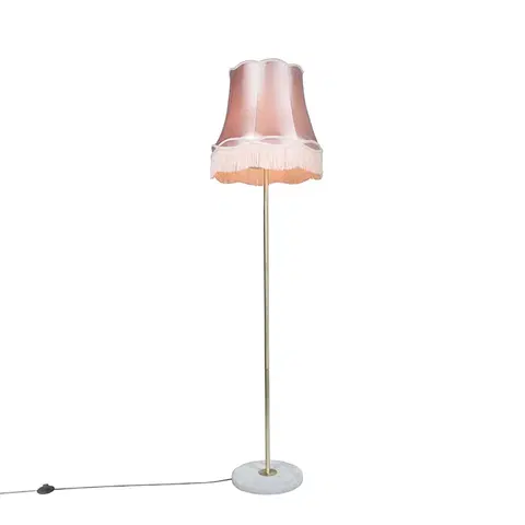 Stojace lampy Retro stojaca lampa mosadz s odtieňom Granny ružová 45 cm - Kaso