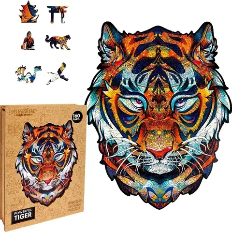 Hračky puzzle PUZZLER - Drevené Farebné Puzzle - Mocný Tiger