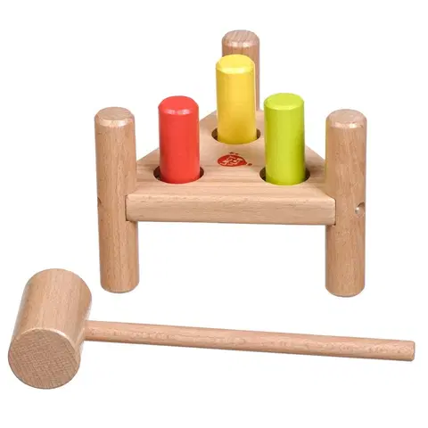 Drevené hračky LUCY & LEO - 158 Trojuholník - drevená zatĺkačka 3 kolíky