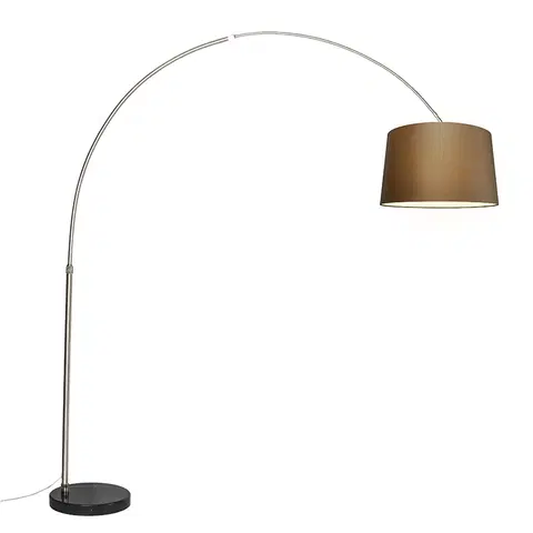 Oblúkové lampy Oblúková lampa oceľová látka tienidlo hnedá 45 cm - XXL
