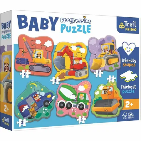Puzzle Trefl Baby puzzle Na stavenisku, 6v1 (2-6 dielikov)