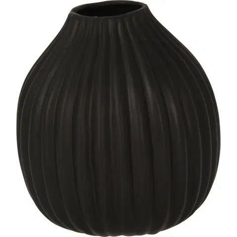 Vázy keramické Rebrovaná váza Maeve čierna, 12 x 14 cm, dolomit