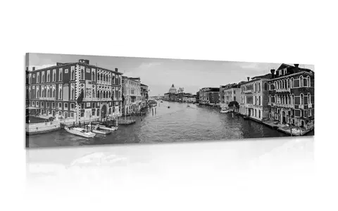 Čiernobiele obrazy Obraz slávny kanál v Benátkach v čiernobielom prevedení