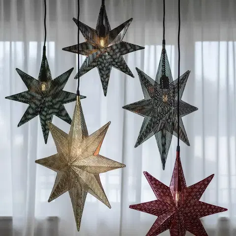 Vianočné svetelné hviezdy PR Home PR Home Ozdobná hviezda Capella, strieborná s 8 cípmi 40 cm