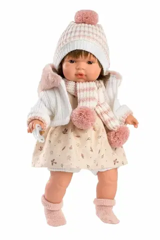 Hračky bábiky LLORENS - 38568 LOLA - realistická bábika so zvukmi a mäkkým látkovým telom - 38 cm